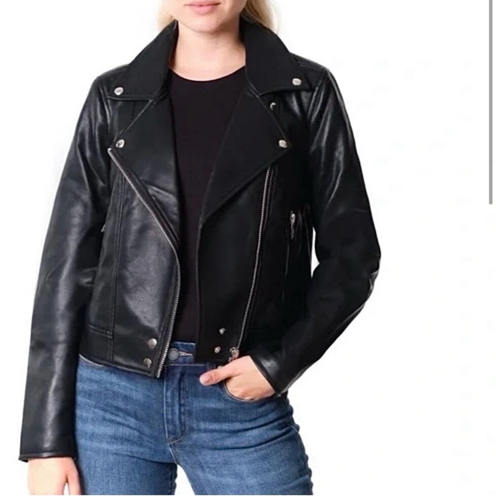 NWT Blank NYC “Good Vibes” Women’s Moto Jacket Faux Leather - Picture 7 of 10